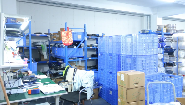 industrial warehouse packaging and export logistics system for ceiling fan products showing organized storage and bulk shipment preparation for global markets