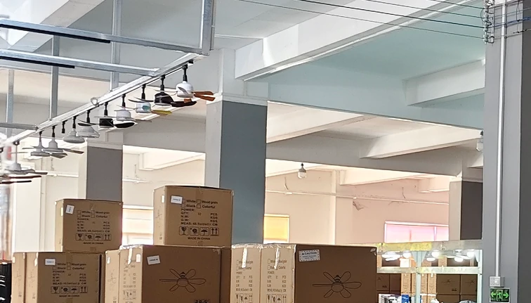 Export packaging system for 14 inch black cage hugger ceiling fans with reinforced cartons and protective materials