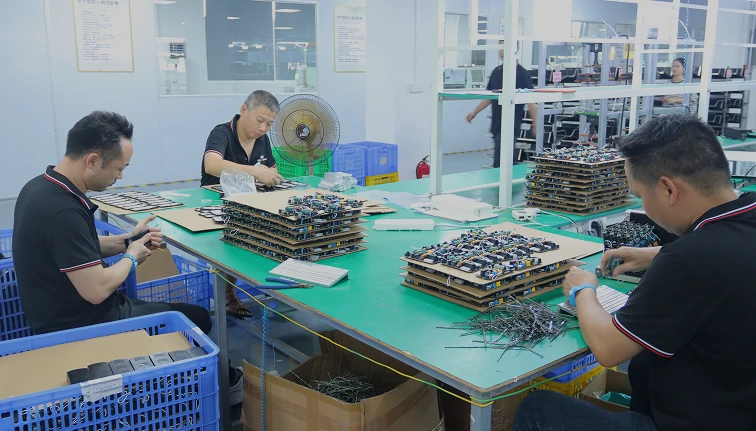 white ceiling fan with light quality assurance process showing factory inspection and testing standards