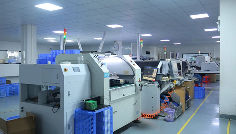 Modern OEM factory production line manufacturing 21 inch flush mount ceiling fans with LED lights in high quality industrial environment