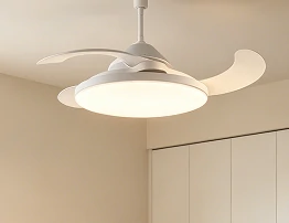 Retractable ceiling fan light with hidden blades