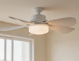 Smart white ceiling fan light with remote control