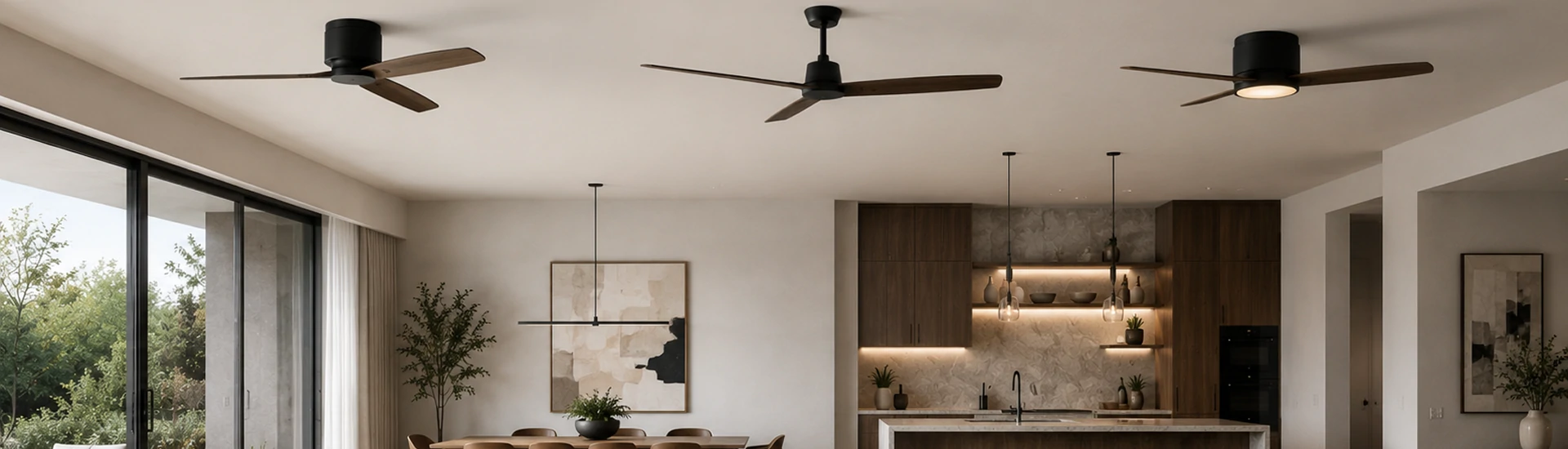 Different ceiling fan mount types including flush mount and downrod ceiling fans