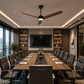 Quiet commercial ceiling fan with light for conference rooms