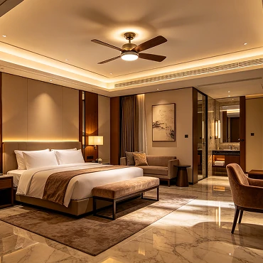 hotel room ceiling fan lighting application