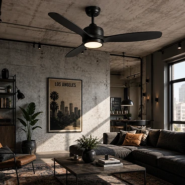 Matte black vintage ceiling fan collection for industrial and modern interiors