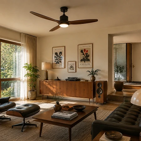 Mid-century retro ceiling fan style for residential interiors