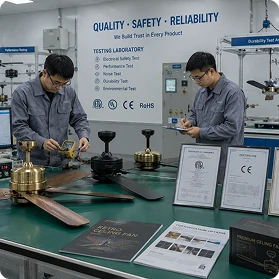 Retro ceiling fan certification and compliance support for international markets