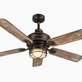 Rustic farmhouse retro ceiling fan with distressed wood blades