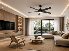 Smart living room ceiling fan for modern residential spaces