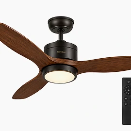 Smart retro ceiling fan with remote control and integrated LED light
