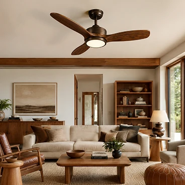 Best-selling walnut blade retro ceiling fan collection for modern residential interiors