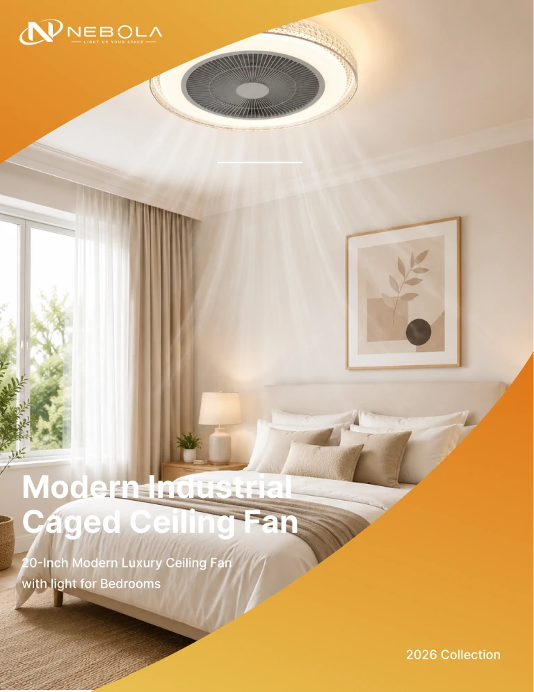 20-inch modern luxury ceiling fan light installed in a premium bedroom interior for residential projects