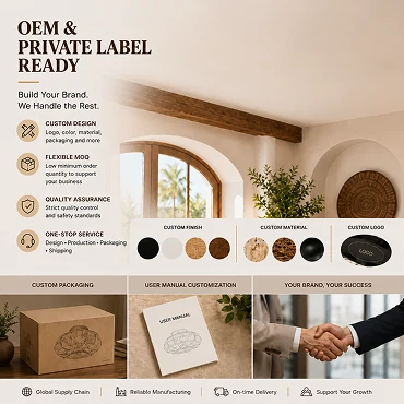 OEM and private label customization options for a 20 inch farmhouse rattan caged ceiling fan with light