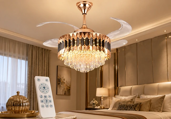 36 inch and 42 inch chandelier with fan size options for bedroom and dining room