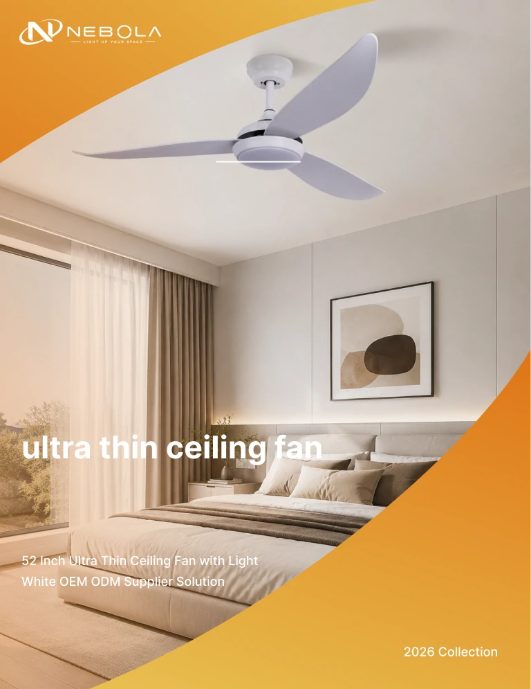 52 inch ultra thin caged ceiling fan with light white OEM ODM supplier solution bedroom installation