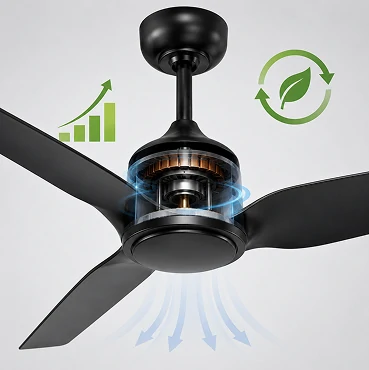 52 inch solid wood ceiling fan no light with energy efficient DC motor design