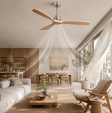 quiet 35W DC motor wood ceiling fan no light for home and commercial use