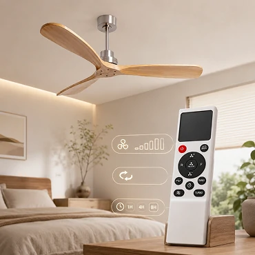 52 inch fan ceiling with remote control for 6 speed airflow and timer setting