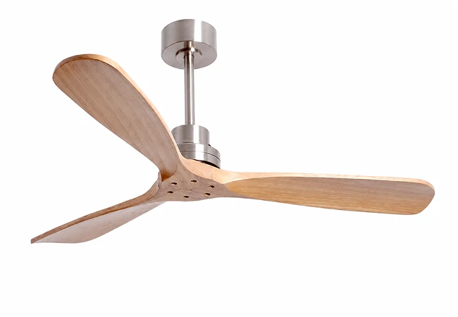 52 Inch Solid Wood Ceiling Fan No Light with Remote Control on a clean white product background
