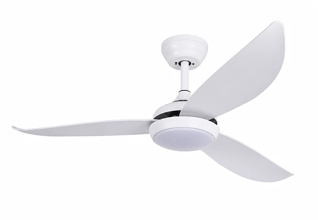 52 inch ultra thin ceiling fan with light white design shown in studio product view for OEM ODM manufacturing presentation