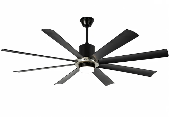 70 inch industrial large ceiling fan with LED light installed in a commercial warehouse project