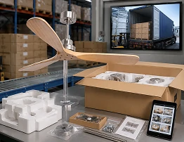 export packing with EPE foam for wood ceiling fan no light bulk shipment