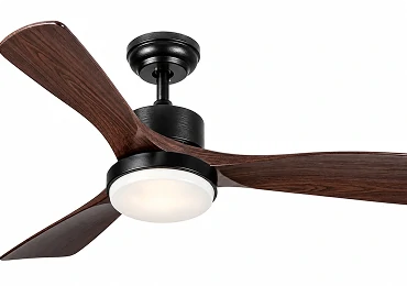 Large ceiling fan with wood blades for spacious residential interiors