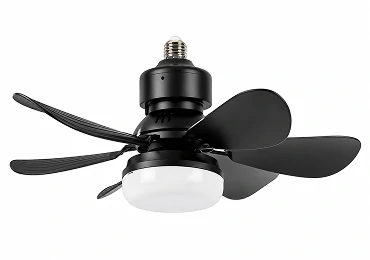Black ceiling fan with integrated light for contemporary living rooms
