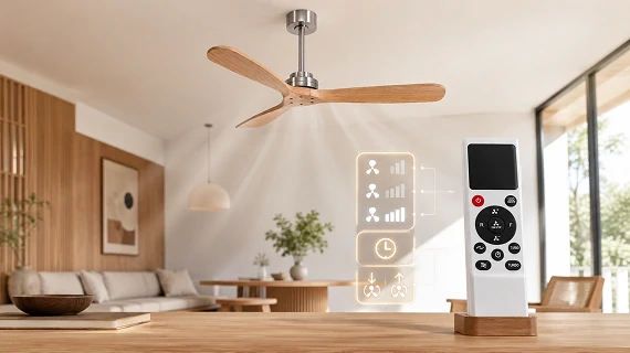 52 inch fan ceiling with remote control for 6 speed airflow and timer setting