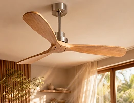 solid wood blade texture for premium ceiling fan no light design