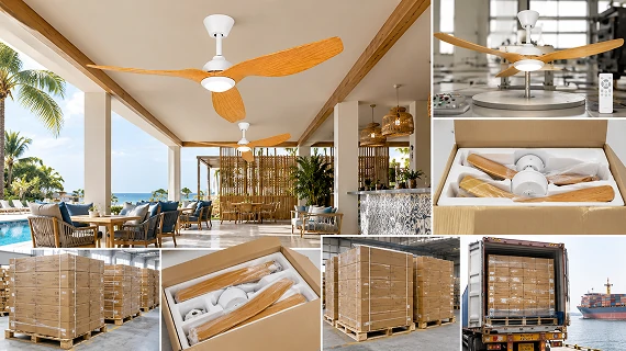 Wholesale outdoor ceiling fans with lights export packing with EPE foam protection