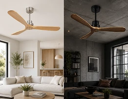 brushed nickel and matte black wood ceiling fan no light color options