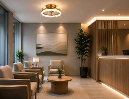 Air multiplier ceiling fan light installed in a modern retail store environment