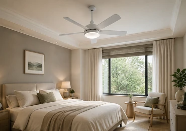 Bedroom ceiling fan collection for residential comfort and quiet operation