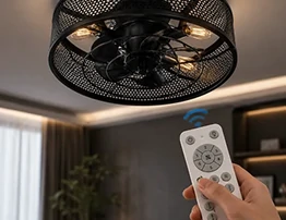 Black ceiling fan with remote control shown as a related option for 52 inch solid wood ceiling fan buyers