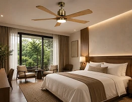 52 inch vintage ceiling fan installed in a luxury hospitality and hotel guest room