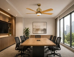 52 inch vintage ceiling fan providing lighting and airflow in a modern office environment