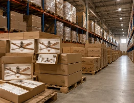 Bulk inventory of 52 inch vintage ceiling fans prepared for wholesale distribution and export