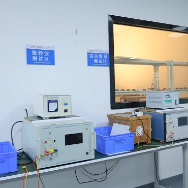 Balance and vibration testing station for ceiling fan manufacturing showing product stability quality control process