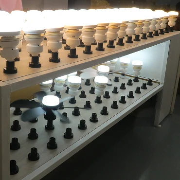 Final product inspection for ceiling fan light manufacturing showing pre-shipment quality control and finished goods validation