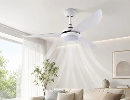 energy saving dc motor ceiling fan with light showing stable airflow performance in modern residential interior