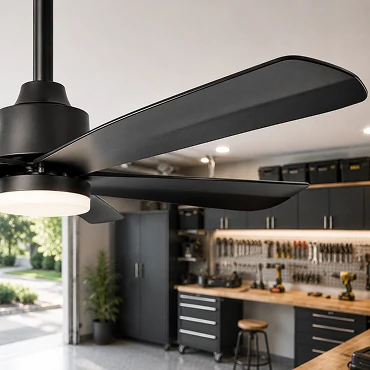 Durable garage ceiling fan blade construction engineered for long-term residential workshop use