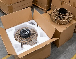 Wholesale and project supply preparation for 20 inch farmhouse rattan caged ceiling fan with light