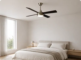 Flush mount bedroom ceiling fan designed for low ceiling residential spaces and OEM compact ceiling fan manufacturing