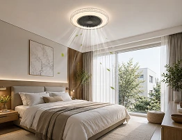 Flush mount luxury ceiling fan light designed for compact bedrooms with low ceilings