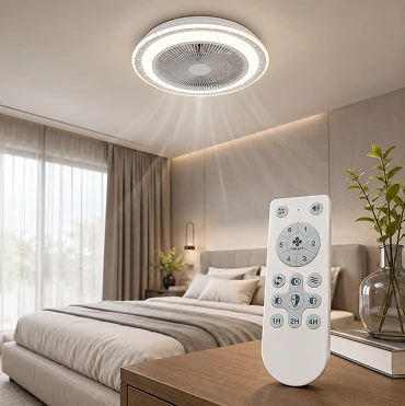 20 inch flush mount ceiling fan with LED light and remote control system for convenient lighting and airflow adjustment