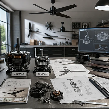 Custom garage ceiling fan motor configuration options developed for OEM and private label programs