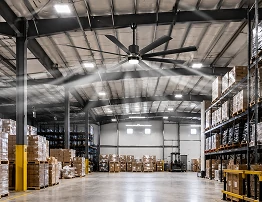 Industrial ceiling fan light for commercial warehouse and large indoor airflow applications