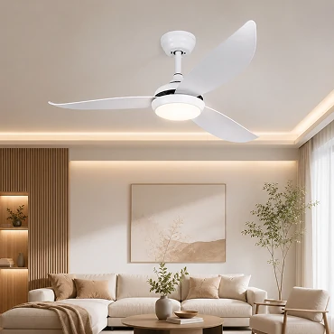 integrated led ceiling fan light providing soft ambient lighting in modern living room showing energy efficient OEM solution